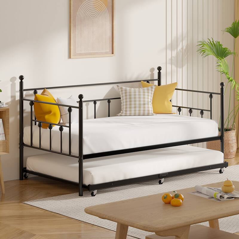 VECELO Twin Trundle Bed Frame Only