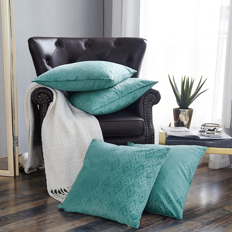 Tonopah Ikat Velvet Throw Pillow Cover Set, NO INSERT - 20" x 20" - North Sea