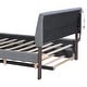 preview thumbnail 11 of 80, Teddy Fleece Platform Bed with Trundle, Vertical Striped Headboard and Smarter LED Bed Frame, Upholstered Frame Bed