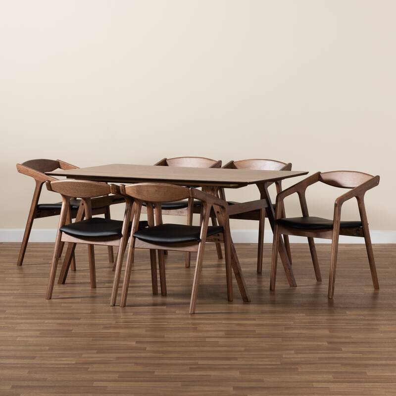 Harland Mid-Century Modern 7-Piece Dining Set