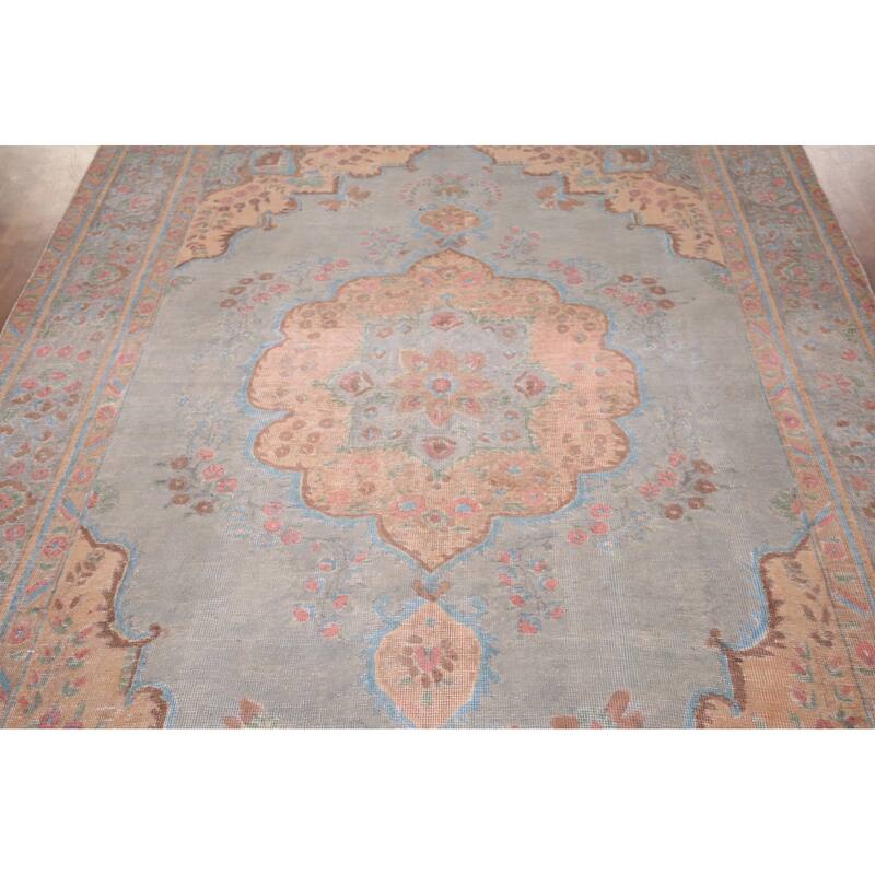Distressed Tabriz Persian Antique Area Rug Hand-Knotted Wool Carpet - 6'5"x 9'5"