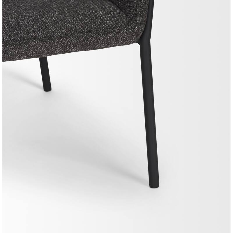 Brently Accent Chair w/ Cream Boucle Fabric & Matte Black Metal Legs
