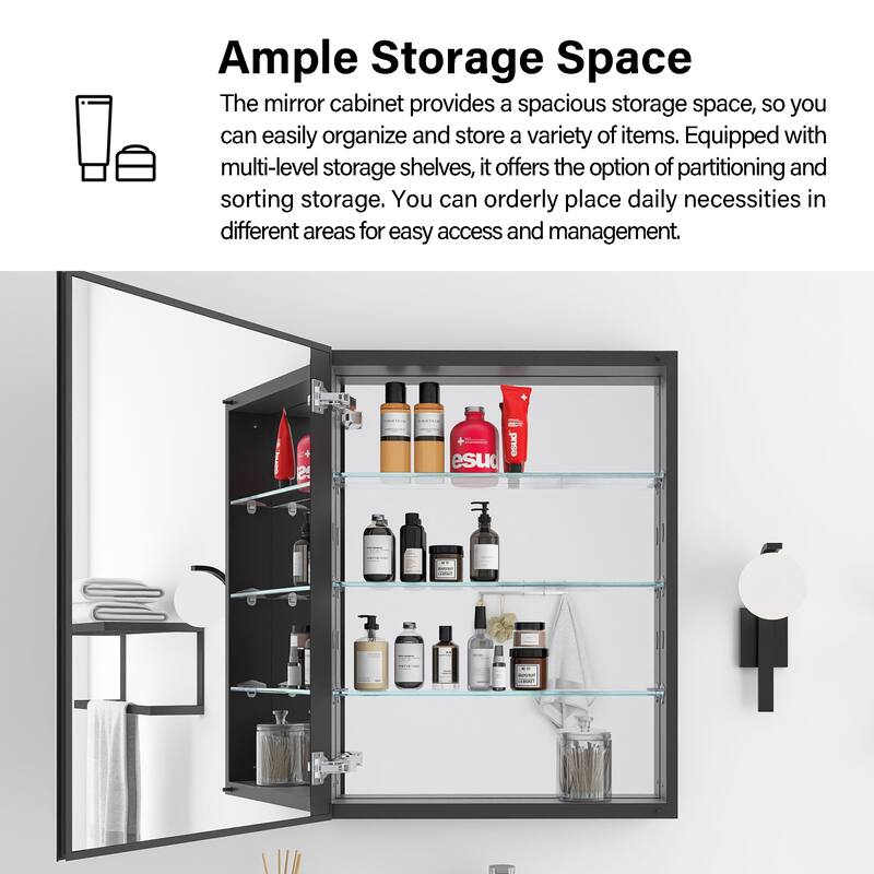 Rectangular Aluminum Medicine Cabinet with Mirror