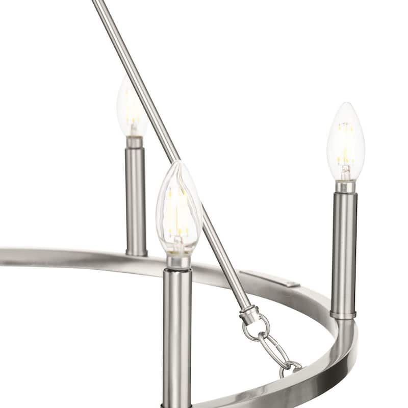 Gilliam Collection Six-Light Brushed Nickel New Traditional Chandelier - 27.62 in x 27.62 in x 24.87 in