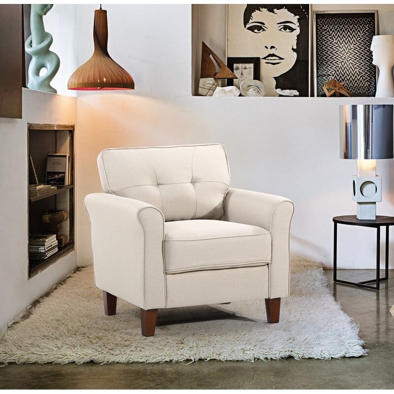 Kouchouk 32.9'' Wide Tufted Linen Armchair