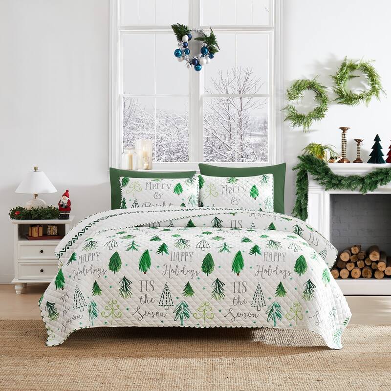 Avanti Linens Christmas Tree Full/Queen Quilt Set