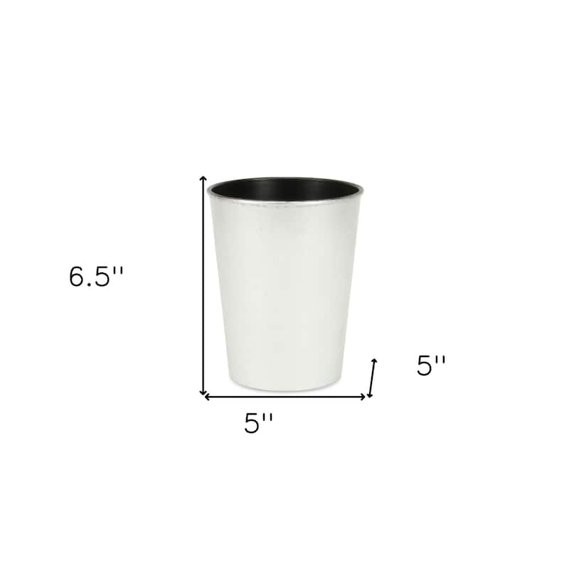 HomeRoots 5" Silver Recycled Plastic Indoor Outdoor Round Pot Planter
