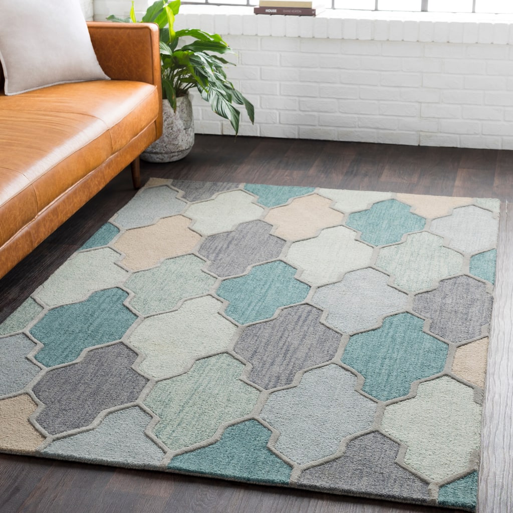 Hand-Tufted Ryde Moroccan Trellis Wool Geometric Patterned Rug
