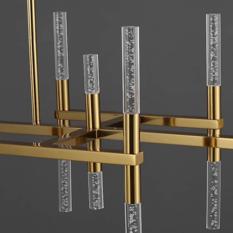 SAFAVIEH Couture Mariet Art Deco Acrylic Tube Chandelier - 50 In. W x 15.5 In. D x 25.5 /49.5 In. H - 48"W x 21"D x 18"H