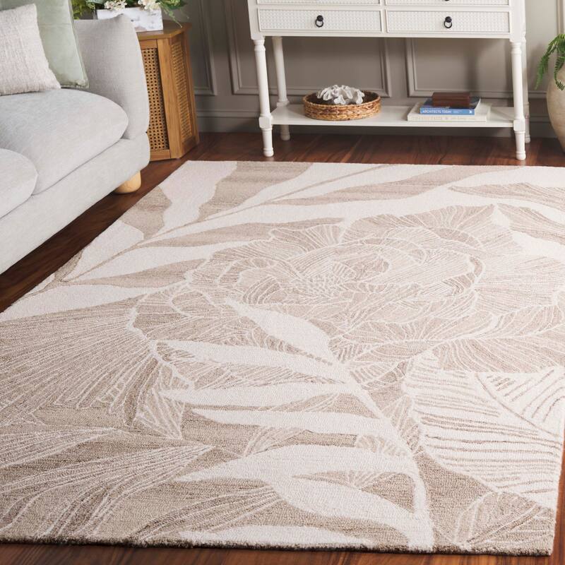SAFAVIEH Handmade Jardin Henrieta Country Botanical Wool Rug - 8' x 10' - Ivory/Beige