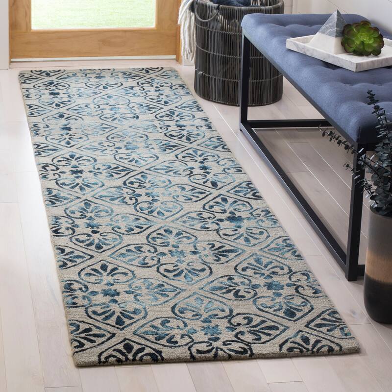 SAFAVIEH Handmade Dip Dye Sholeh Watercolor Vintage Boho Wool - 2' 3" x 8' - Grey/Charcoal - Runner