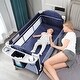 preview thumbnail 1 of 8, Travel Toddler Bed Bassinet Portable Upholstered Infant Cribs Steel - Blue