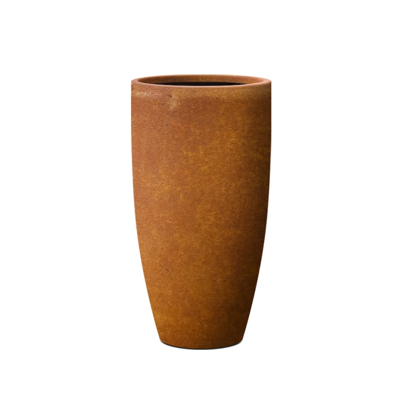Kante Round Lightweight Concrete and Fiberglass Indoor Outdoor Weather Resistant Tall Planter with Drainage Hole