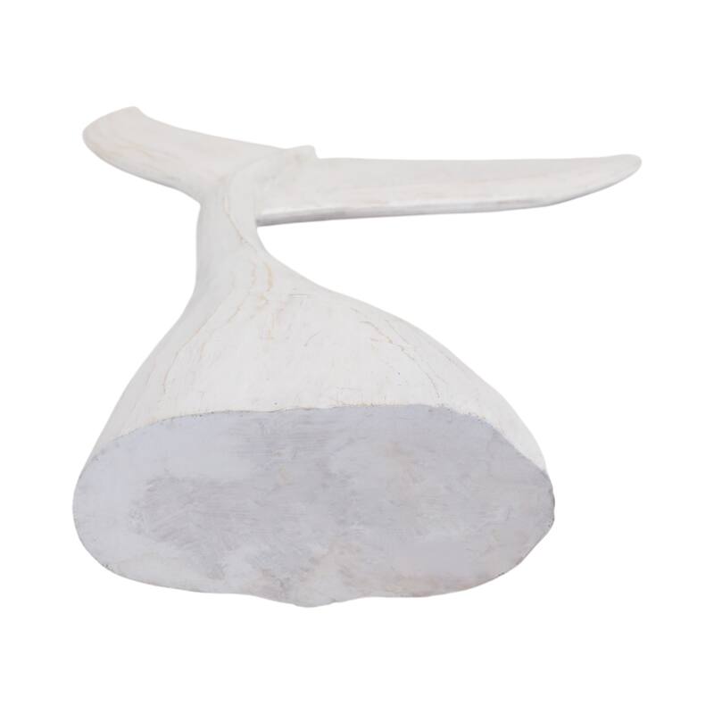 Artistic Wood Whale Tail Figurine Sculpture Home Decor - White