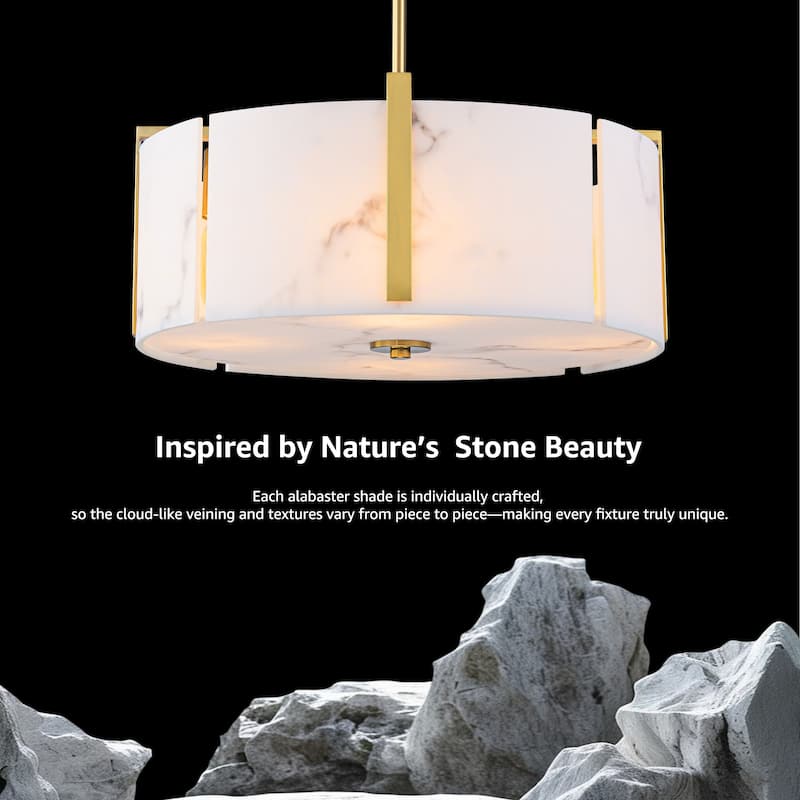 Starsky 4-Light Natural Alabaster Drum Chandelier