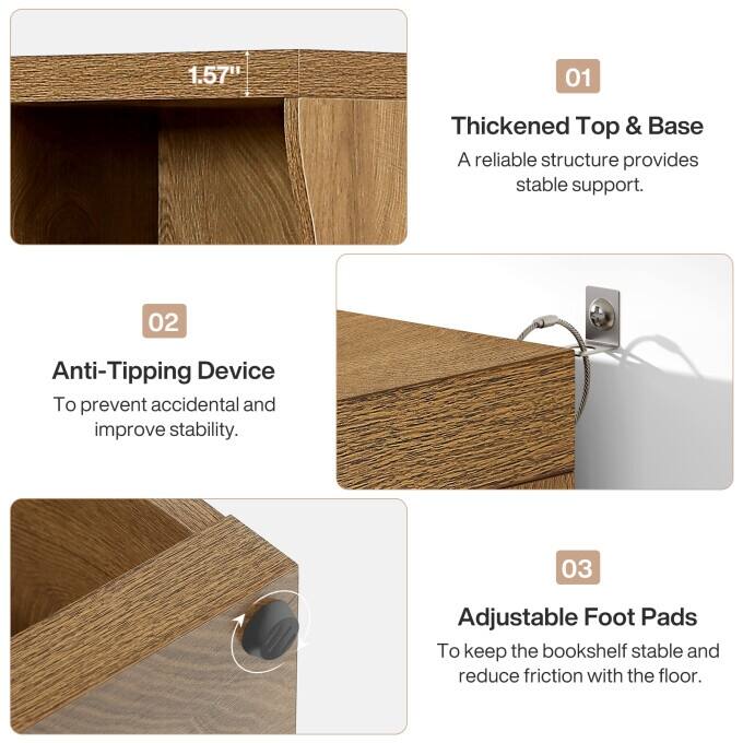 70.86" Bookcase with 10 Storage Cubes, 5-Tier Wave-Design Bookshelf