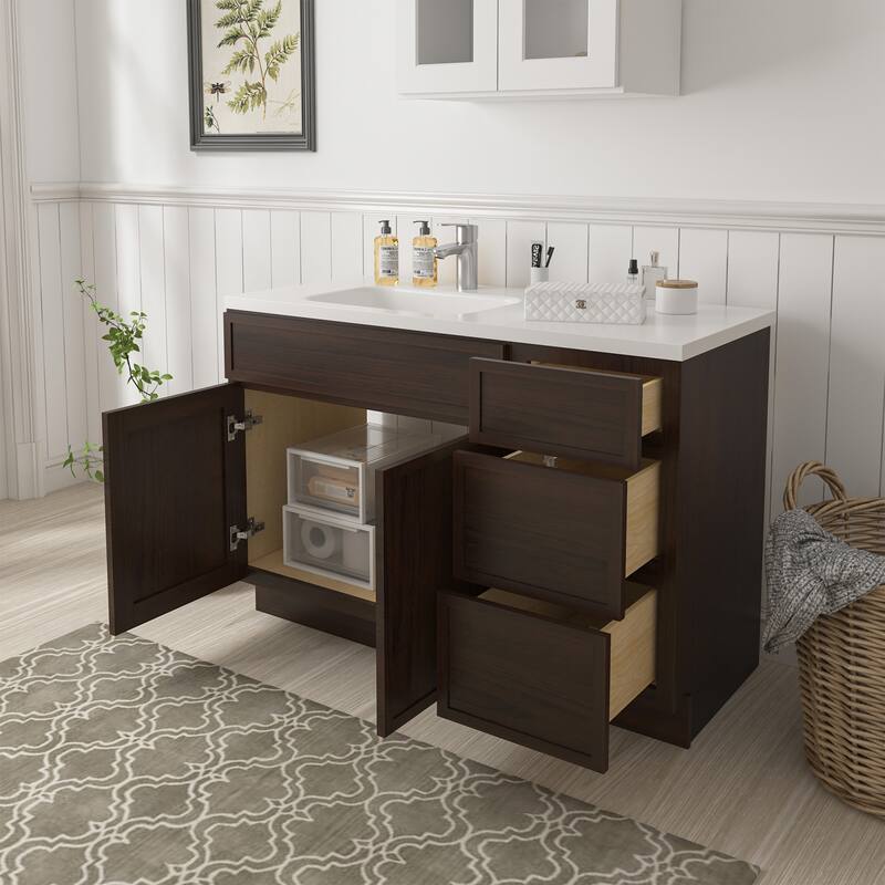 Vanity Art 48" Birch Freestanding Bathroom Vanity Cabinet without Top