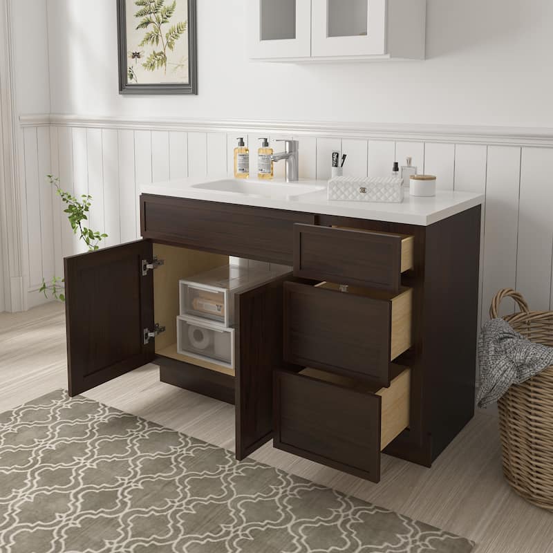 Vanity Art 54" Birch Freestanding Bathroom Vanity Cabinet without Top