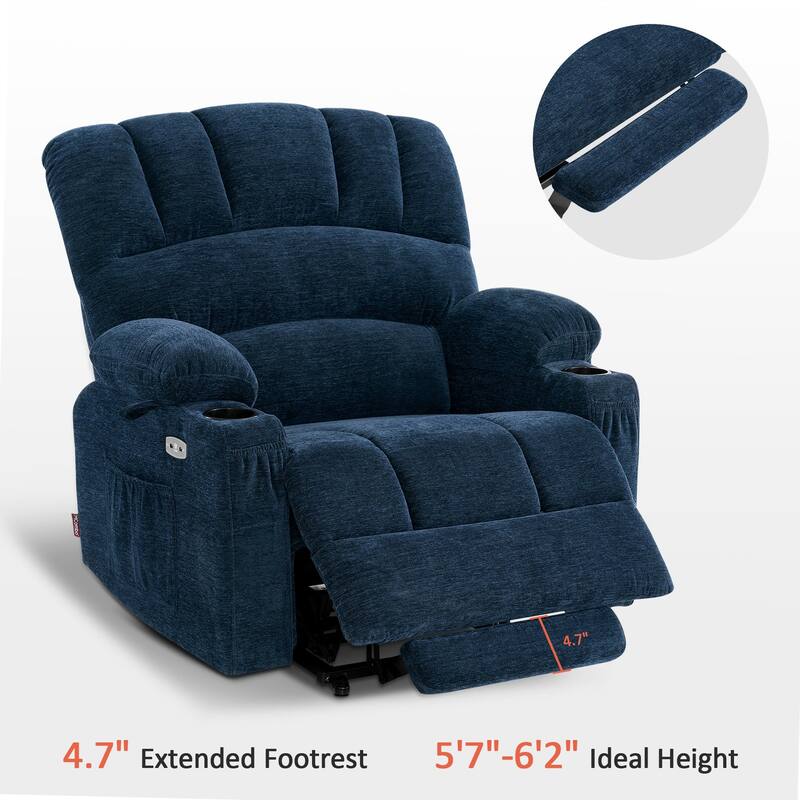 MCombo Power Lift Recliner Chair with Massage and Heat for Big Elderly People, Fabric R7092 (Large-Wide)