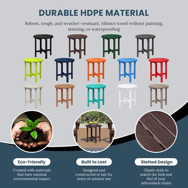 Polytrends Altura Eco-friendly All Weather Round 18" Side Table