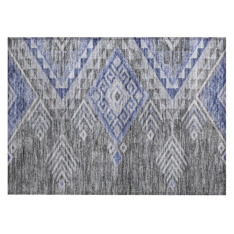 Machine Washable Indoor/ Outdoor Boho Tribal Chantille Rug