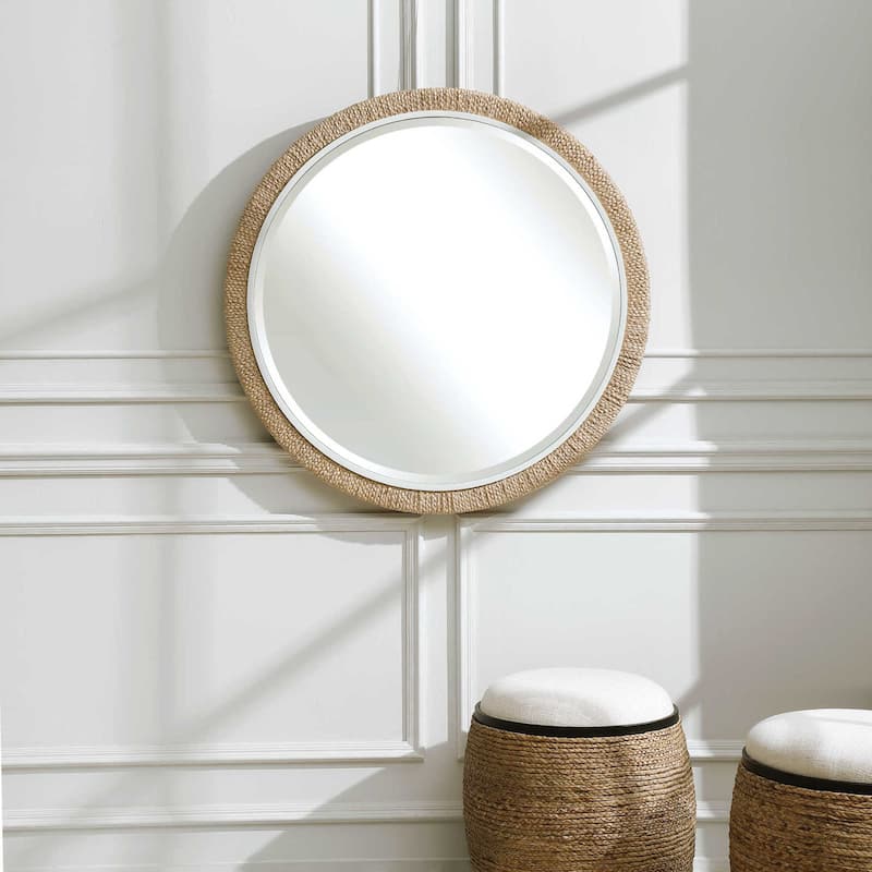 Uttermost Carbet 40" Round Modern Tropical Beach Large Wall Mirror