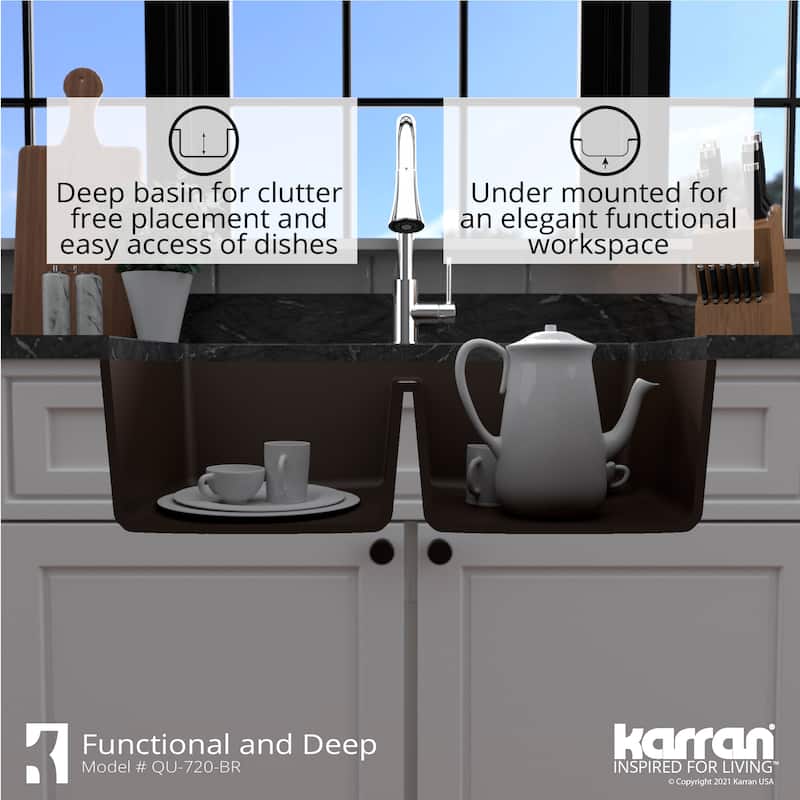 Karran Undermount Quartz Double Bowl Kitchen Sink