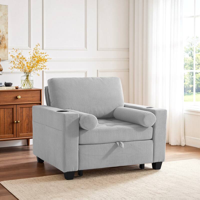 3-in-1 Pull-Out Sleeper Chair Bed Convertible Adjustable Lounge