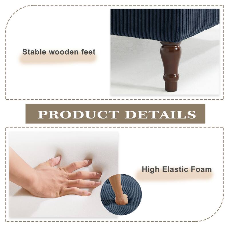 Modular Corduroy Tufted Storage Ottoman with Reversible Tabletop