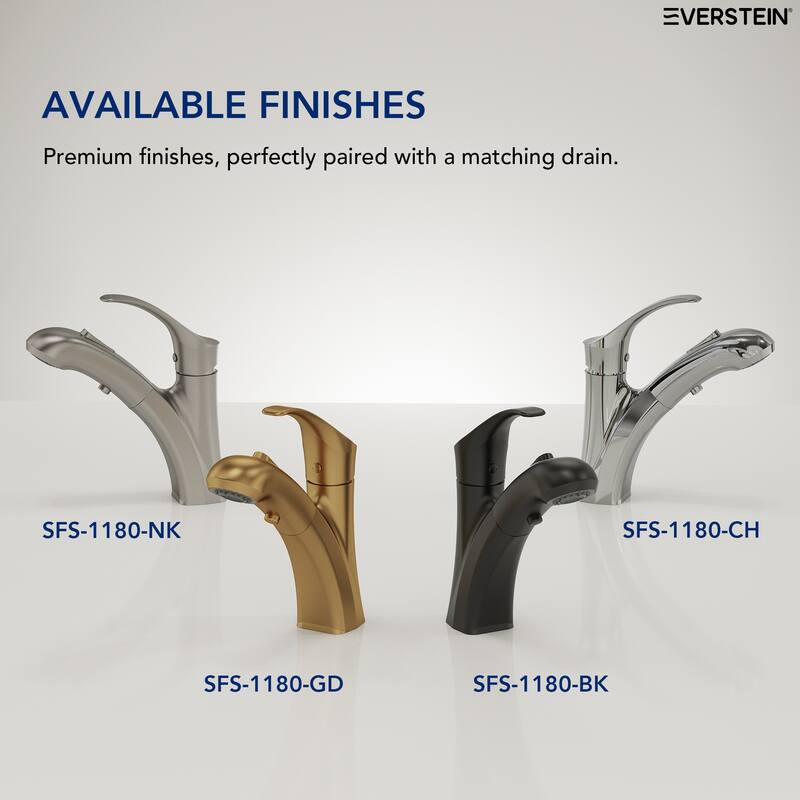 Single Handle Single Hole Pull-Out Basin Bathroom Faucet with Pop‑Up Drain