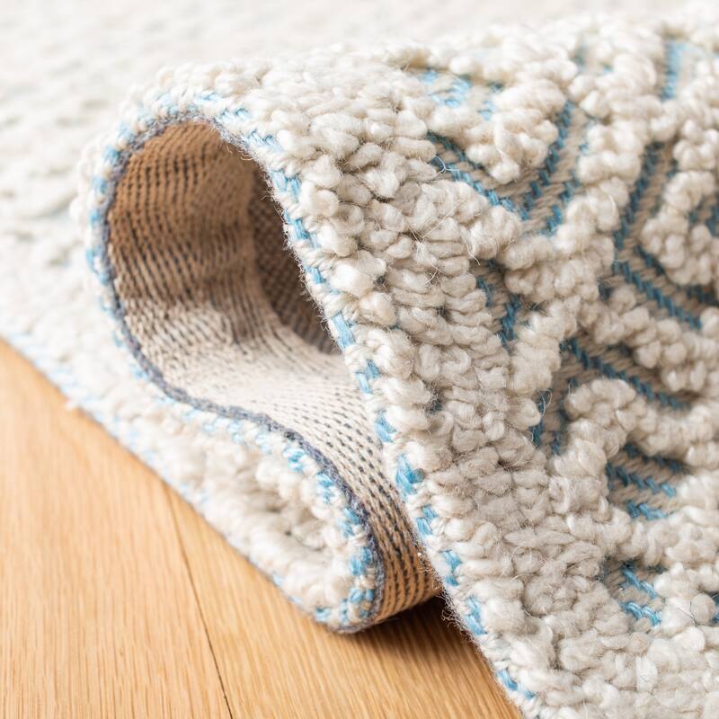 SAFAVIEH Handmade Trace Jakolien Wool/ Viscose Rug - Ivory/Blue - 8' x 10'