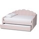 preview thumbnail 3 of 12, Timila Modern and Contemporary Light Pink Velvet Fabric Upholstered Queen Size Daybed with Trundle