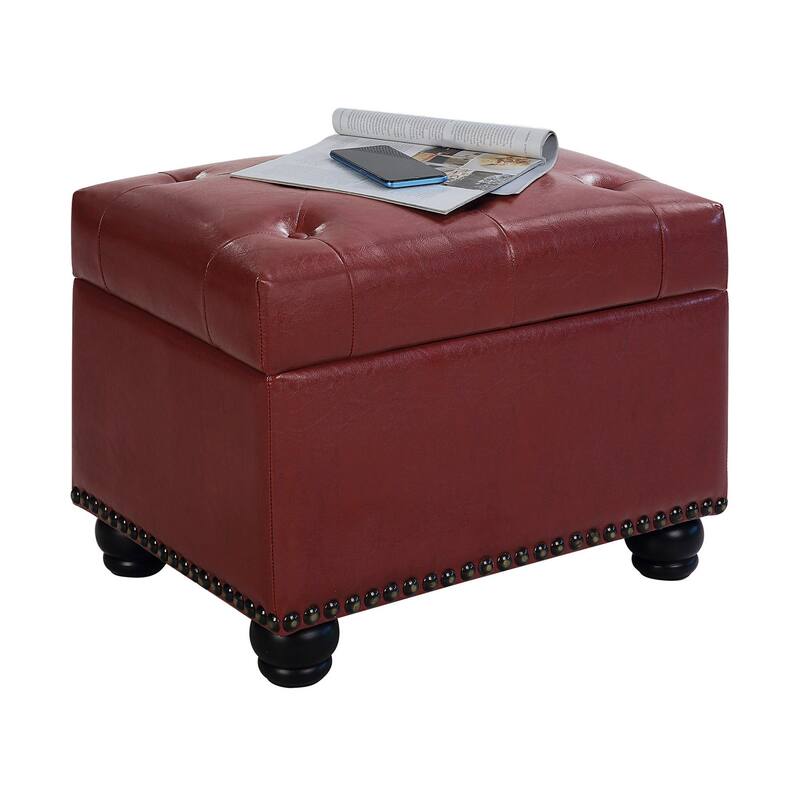 Decorative Upholstered Storage Ottoman with Extra Storage Compartment and Padded Seat for Versatile Use