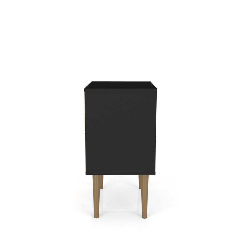Modern 18-Inch Black Nightstand with Drawer and Cubby