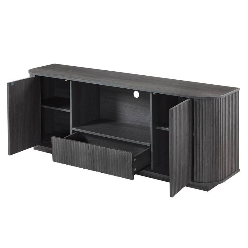 Sideboard Storage Cabinet TV Stand with wave pattern Buffet Cabinet Wooden Vertical Striped Cabinet