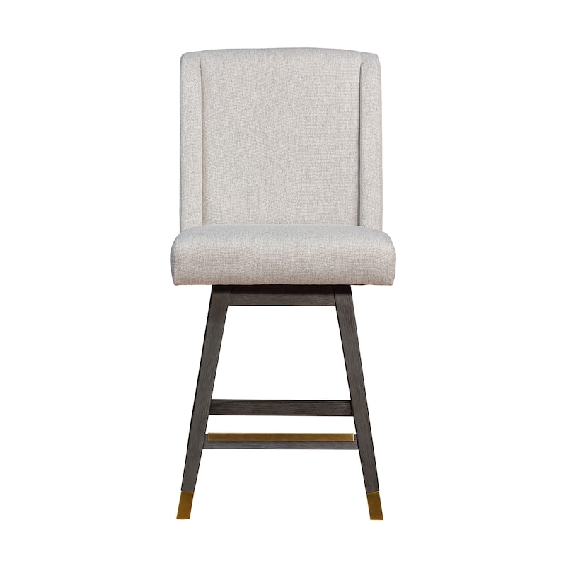 Stancoste Wingback Swivel Bar or Counter Stool with Wood Legs