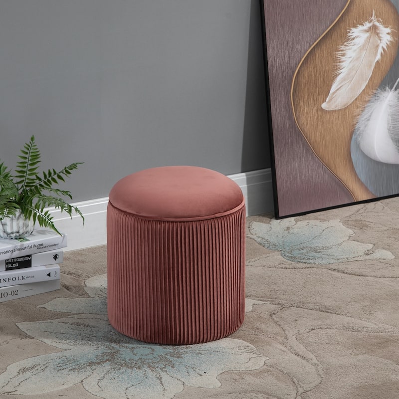 HOMCOM 15'' Small Padded Ottoman Foot Stool with Wrinkle Fabric Design, Thick Sponge Padding and Solid Base