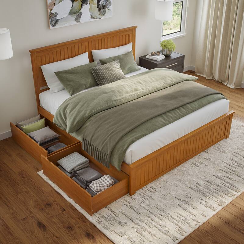 AFI Nantucket Platform Bed with Matching Footboard & Storage Drawers