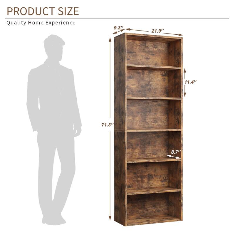 Bookcase and Bookshelf, Floor Standing 6-Story High Bookshelf