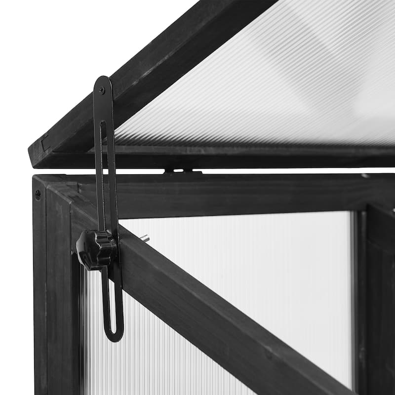 Roomfitters 62" Wood Greenhouse Cold Frame with Wheels and Adjustable Shelves for Indoor Outdoor Use