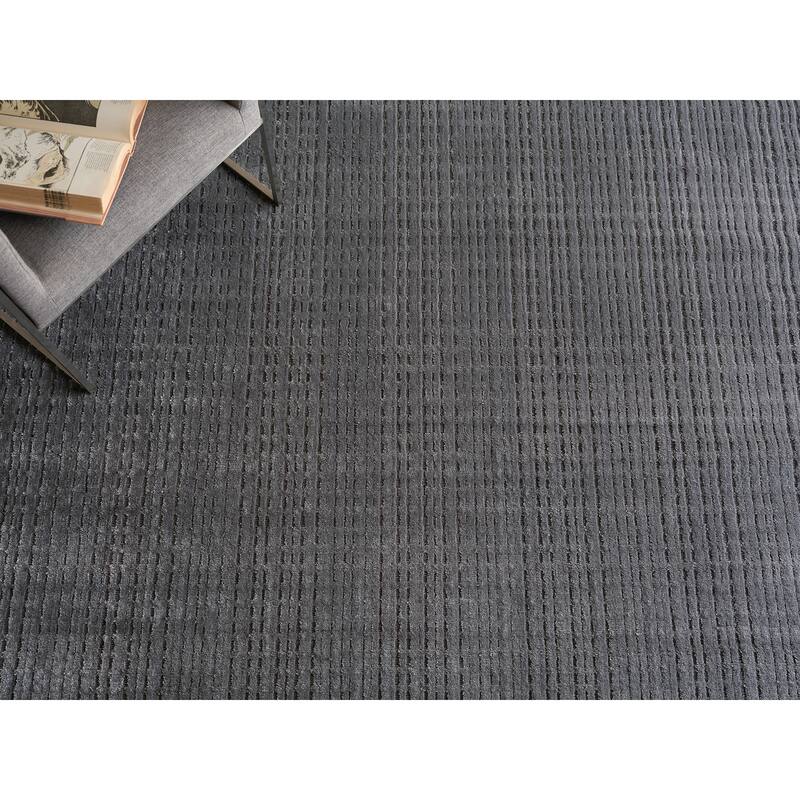 Cabrini Modern Handmade Silky Nylon in Gray Area Rug