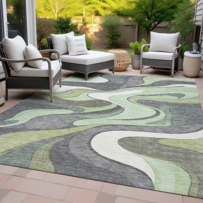 Machine Washable Indoor/Outdoor Soft Contemporary Chantille Rug