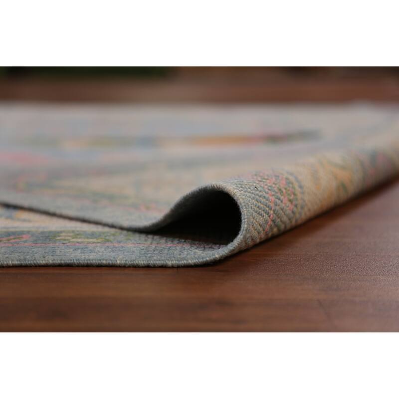 Hand Knotted Oriental 100% Wool Carpet Transitional All-Over Navy Blue & Blues Oushak Area Rug - 17' 10'' X 7' 2''