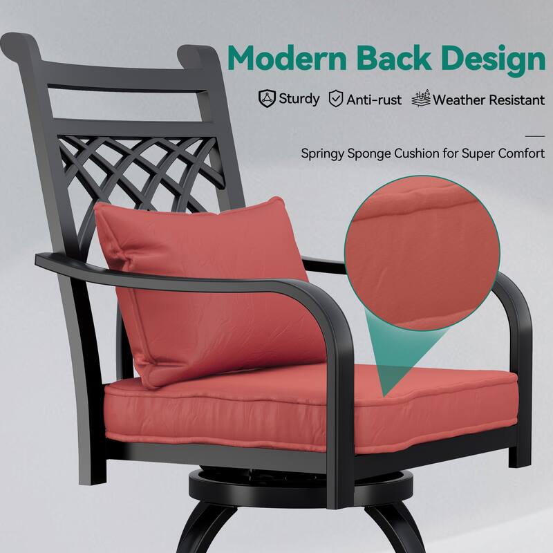 4-Person Patio Dining Set with Red Cushion