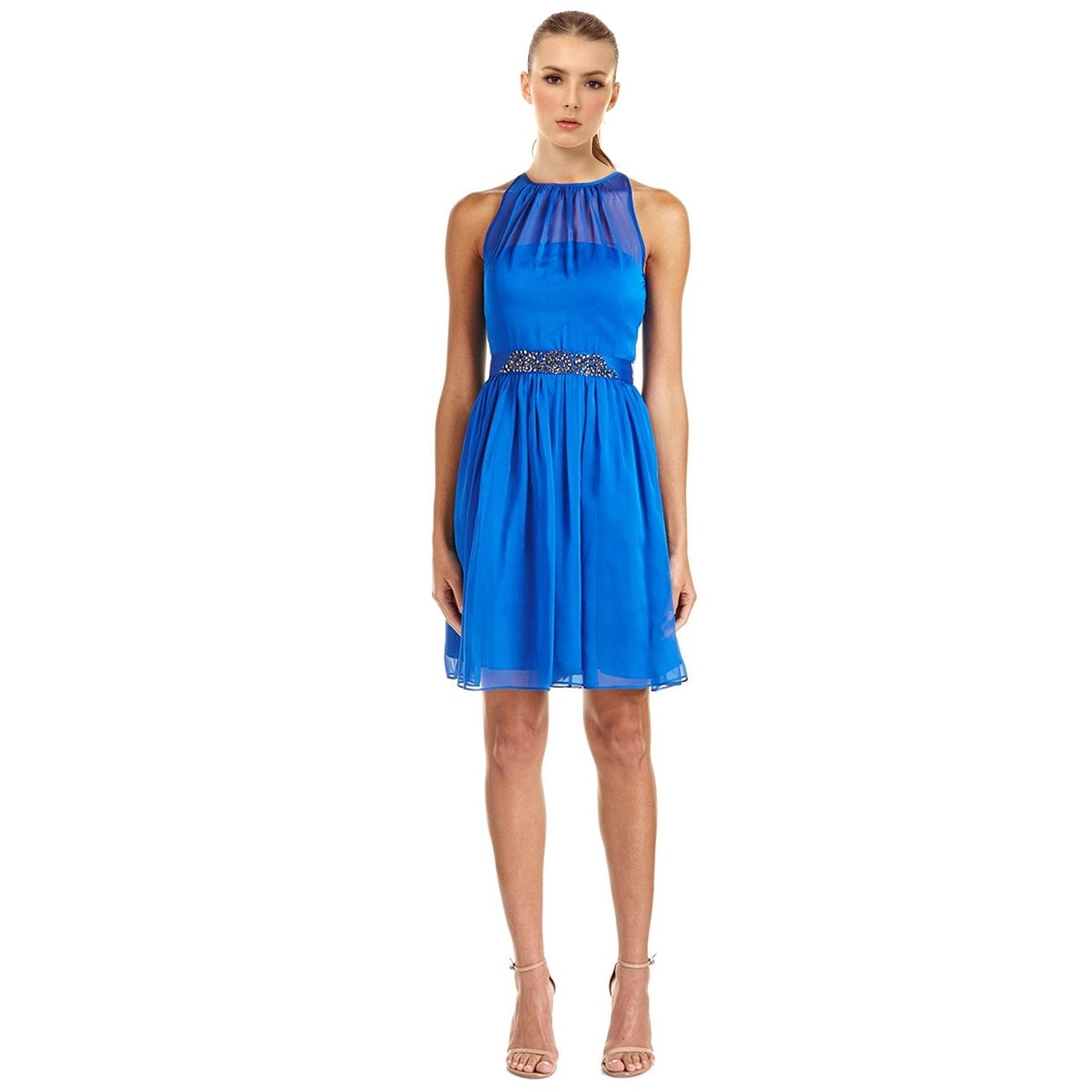 halter cocktail dress chiffon