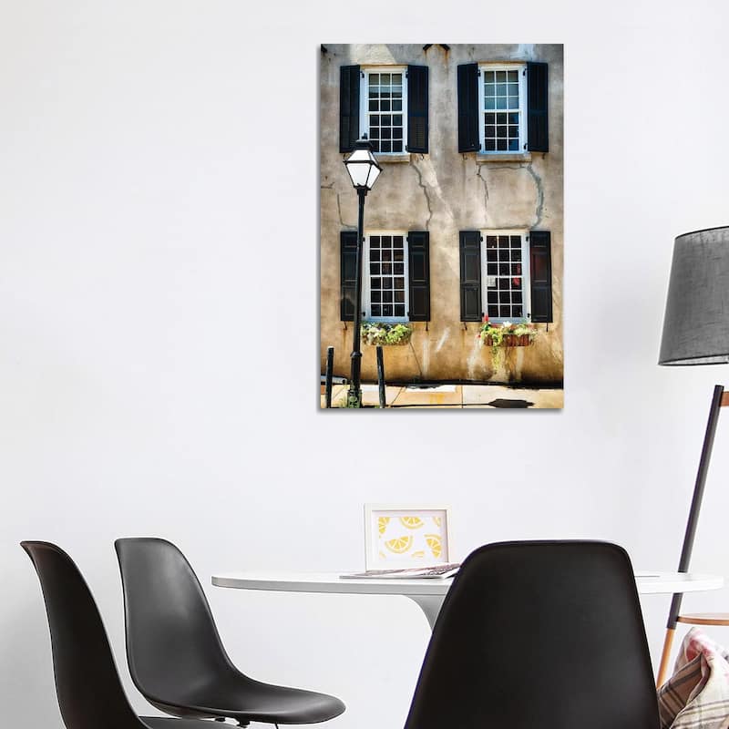 iCanvas "Frontal View of a Historic Home with Windows, Charleston, South Carolina" by George Oze Canvas Print - 40x26x1.5