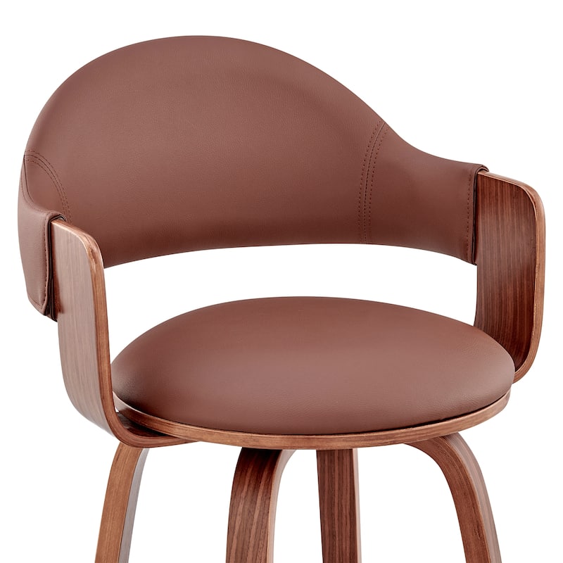 Daxton Mid-Century Swivel Bar Stool, Upholstered Counter Chair with Bentwood Legs
