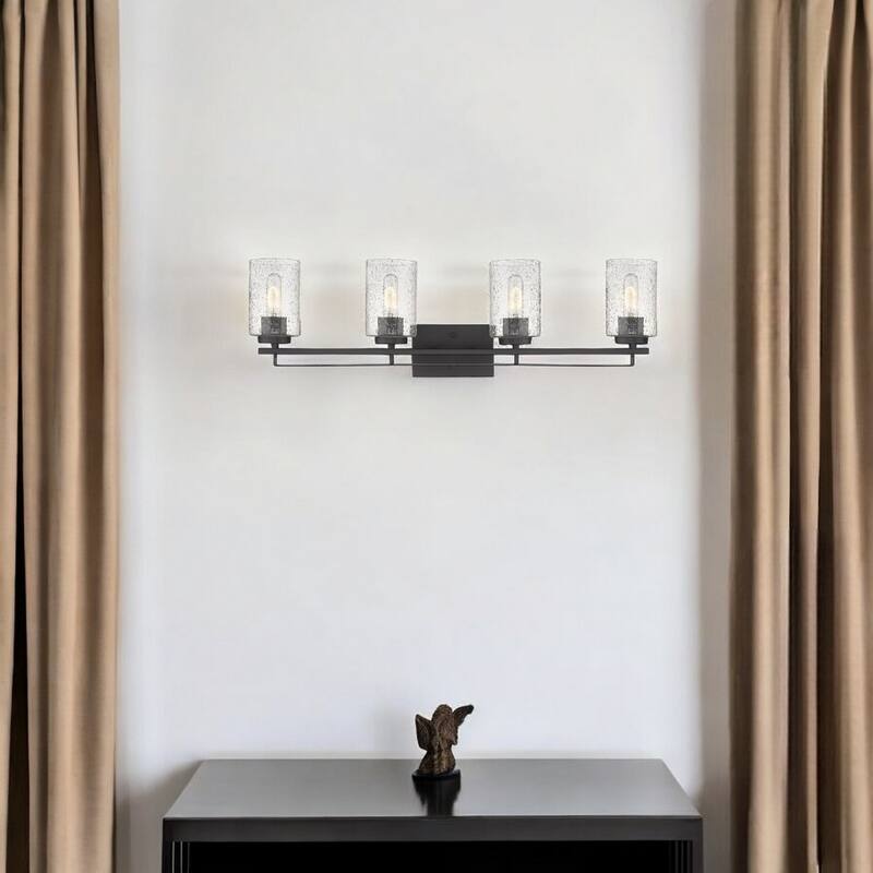 Modern Flush Mount Wall Light Fixture with Clear Bubble Glass Shade and LED Compatible for Bedroom - 4 - Bronze