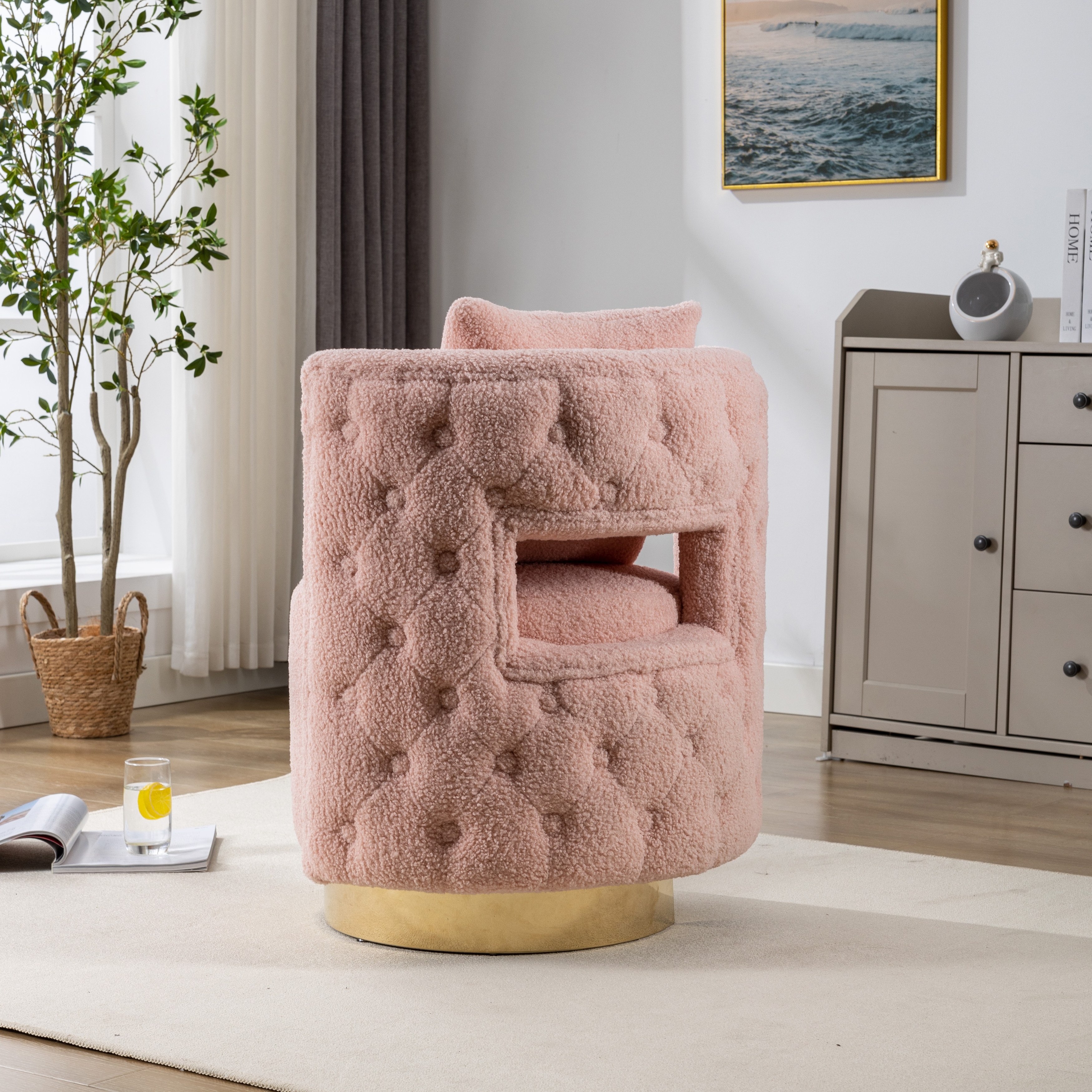 swivel chair grey and rose gold chair