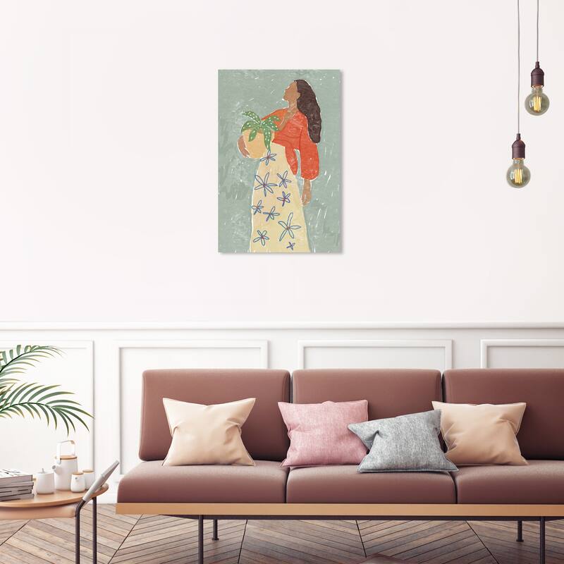Wynwood Studio Canvas World and Countries Island Lady Orange and Dark Orange Traditional Wall Art Canvas Print - 30 x 20